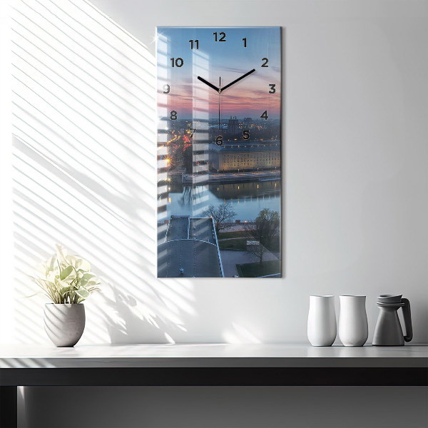 Vertical wall clock Wroclaw from a drone