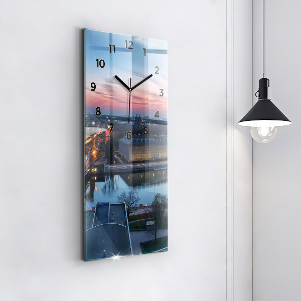 Vertical wall clock Wroclaw from a drone