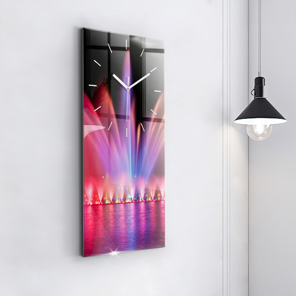 Vertical wall clock Wroclaw Fountain at Night