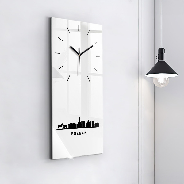 Vertical wall clock Poznan panorama graphics