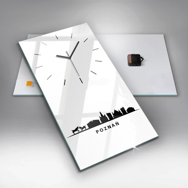 Vertical wall clock Poznan panorama graphics