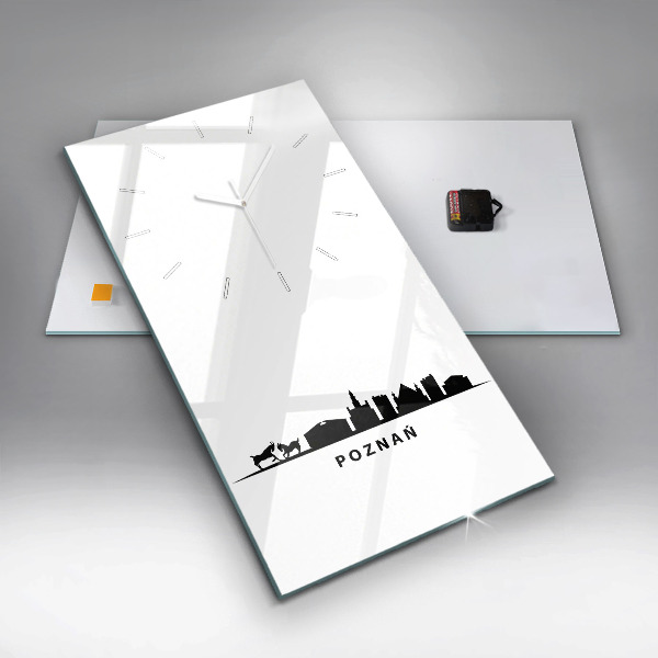 Vertical wall clock Poznan panorama graphics