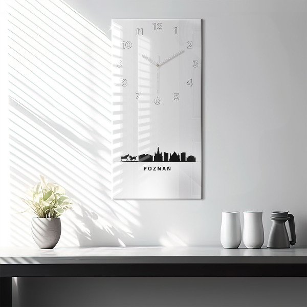 Vertical wall clock Poznan panorama graphics