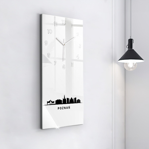 Vertical wall clock Poznan panorama graphics