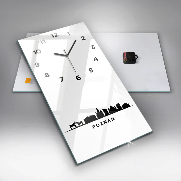 Vertical wall clock Poznan panorama graphics