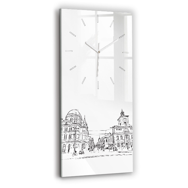 Vertical wall clock Illustration of the city of Poznań