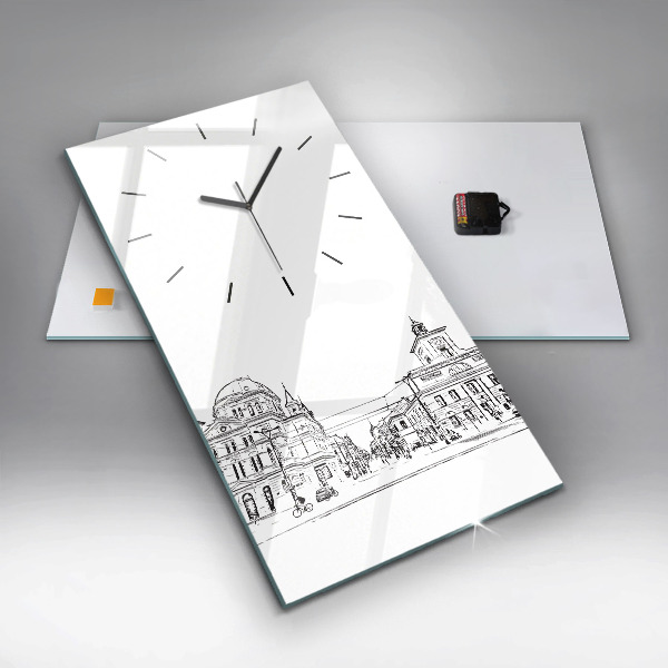 Vertical wall clock Illustration of the city of Poznań
