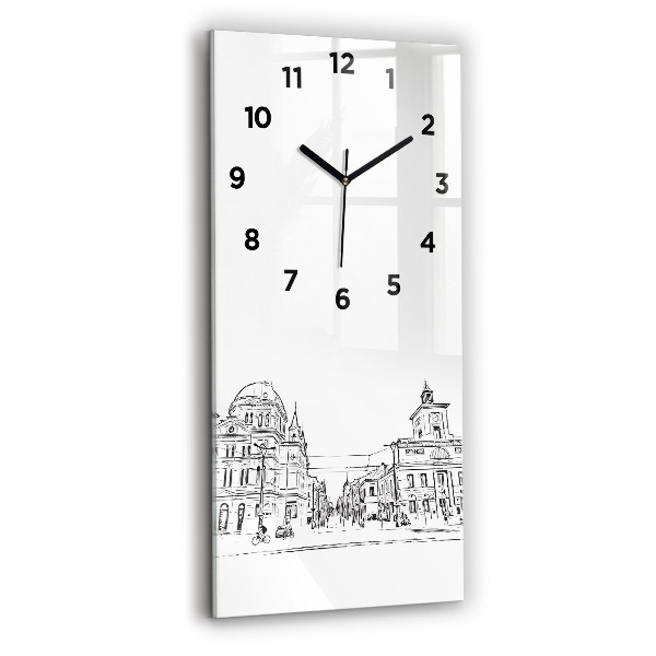 Vertical wall clock Illustration of the city of Poznań