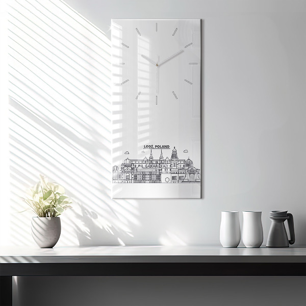 Vertical wall clock Lodz architecture panorama