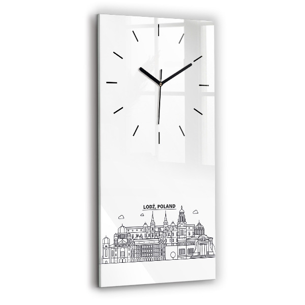 Vertical wall clock Lodz architecture panorama