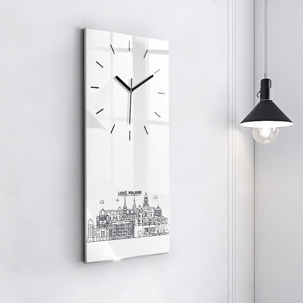 Vertical wall clock Lodz architecture panorama