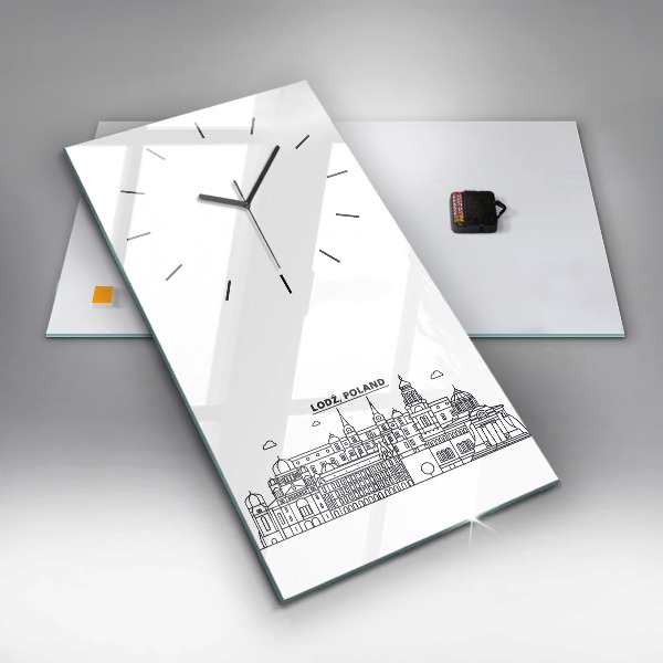 Vertical wall clock Lodz architecture panorama