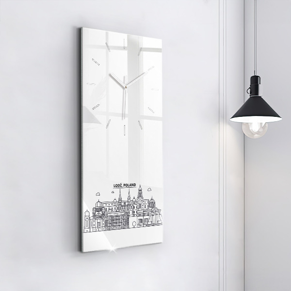Vertical wall clock Lodz architecture panorama