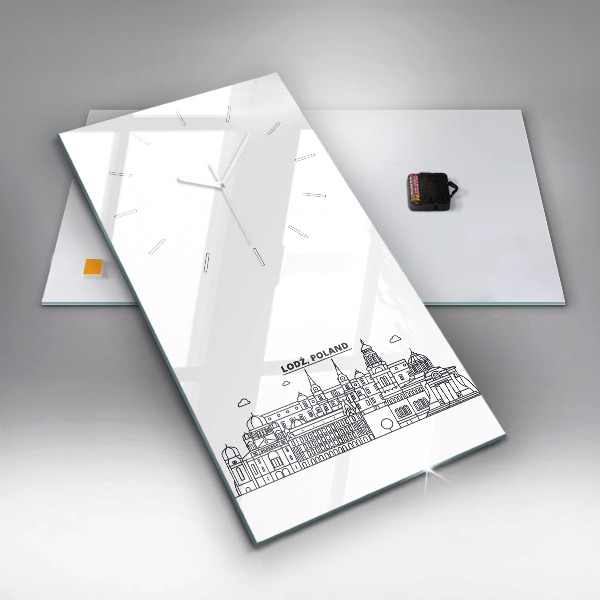 Vertical wall clock Lodz architecture panorama