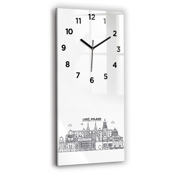 Vertical wall clock Lodz architecture panorama