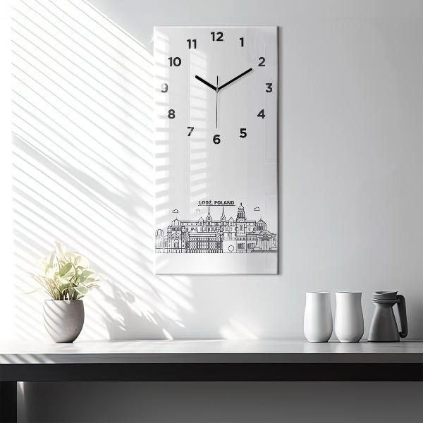 Vertical wall clock Lodz architecture panorama