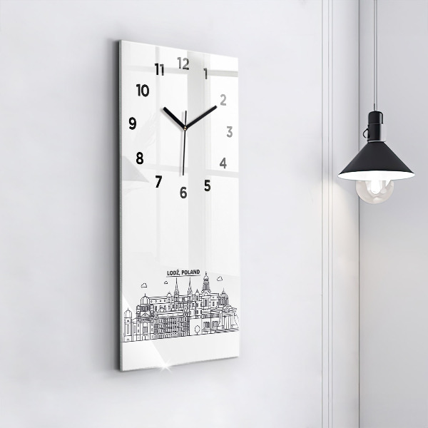 Vertical wall clock Lodz architecture panorama