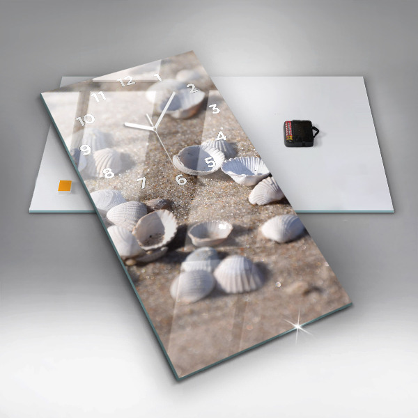 Vertical wall clock Seashells on the beach
