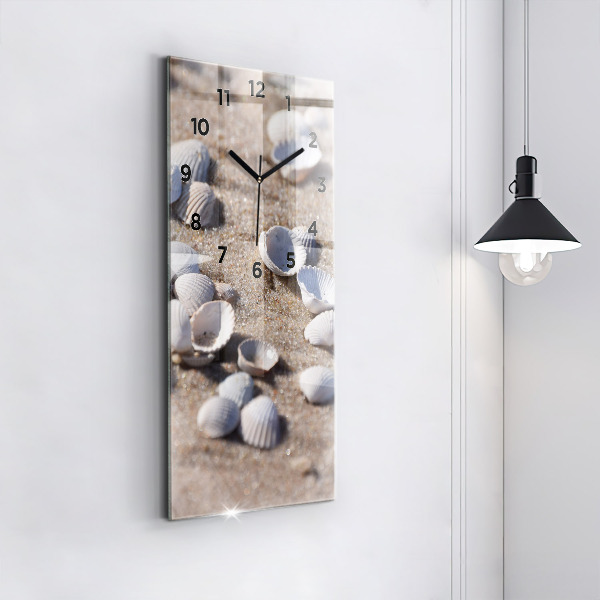 Vertical wall clock Seashells on the beach