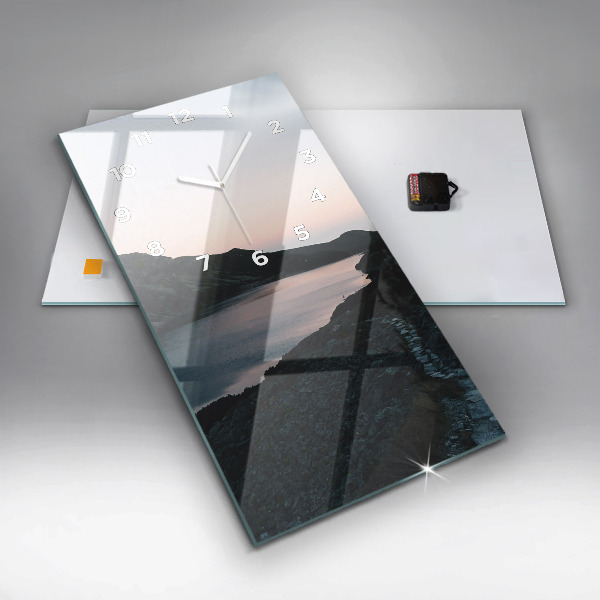 Vertical wall clock Lake and mountains