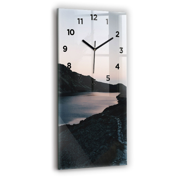 Vertical wall clock Lake and mountains