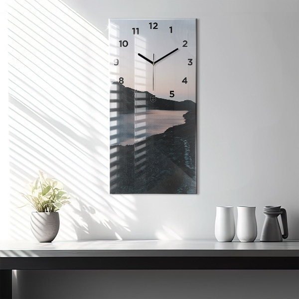 Vertical wall clock Lake and mountains