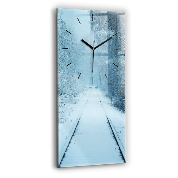 Vertical wall clock Deer on the tracks