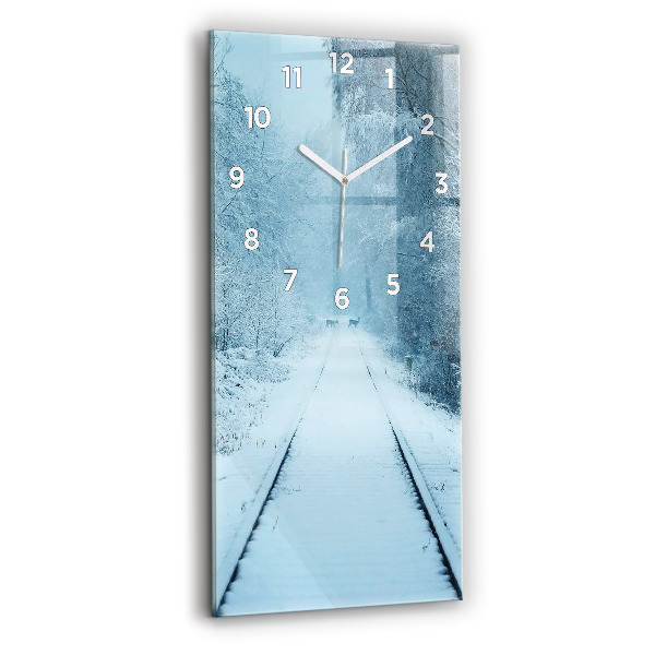 Vertical wall clock Deer on the tracks