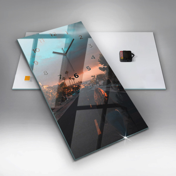 Vertical wall clock Woman on the road