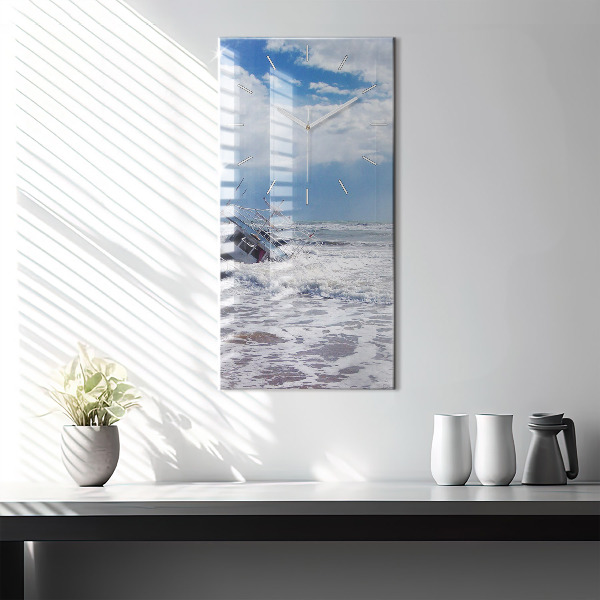 Vertical wall clock Sunken watercraft