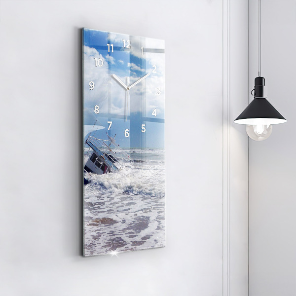 Vertical wall clock Sunken watercraft