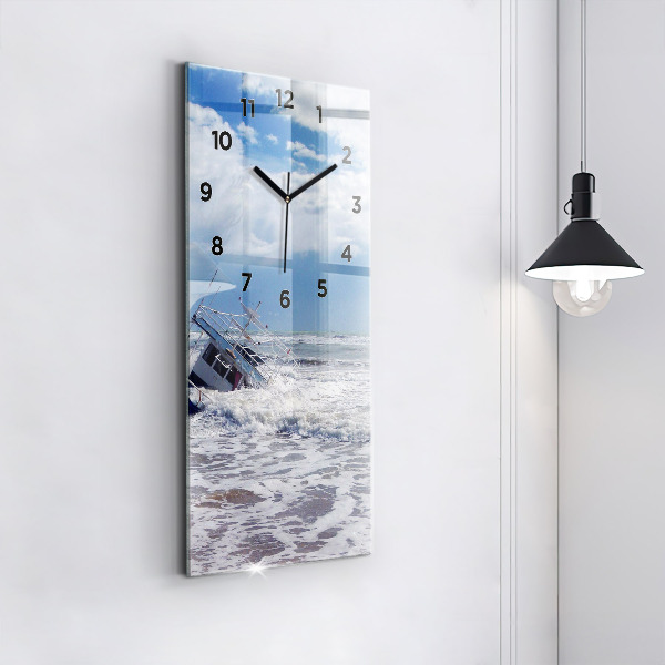 Vertical wall clock Sunken watercraft