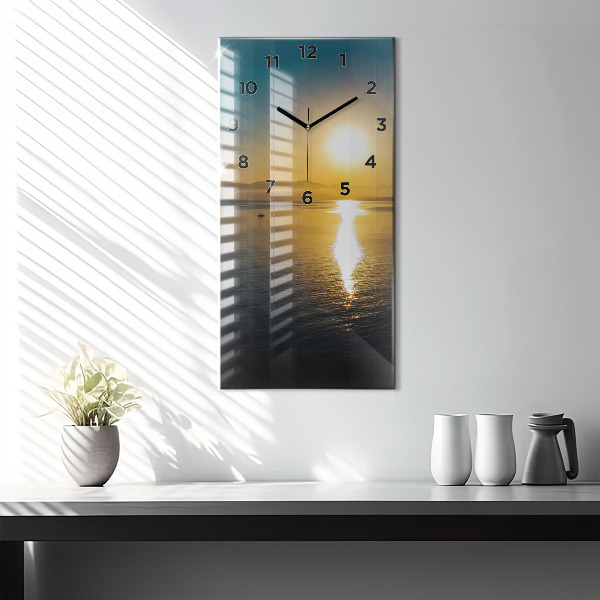Vertical wall clock Sunrise landscape