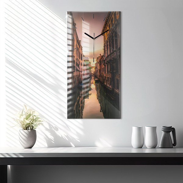 Vertical wall clock View of the canal in the city