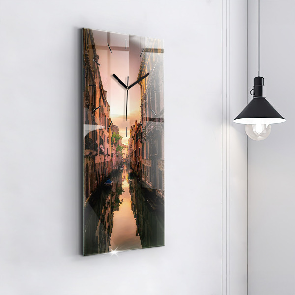 Vertical wall clock View of the canal in the city