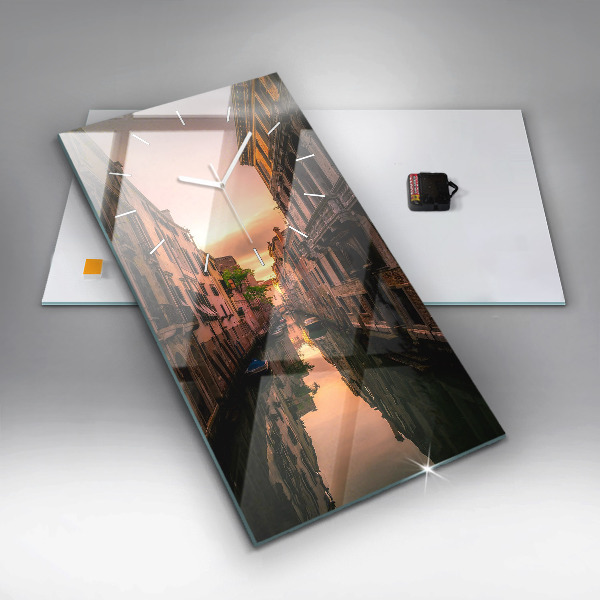 Vertical wall clock View of the canal in the city