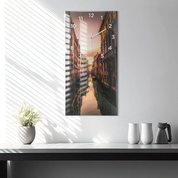 Vertical wall clock View of the canal in the city