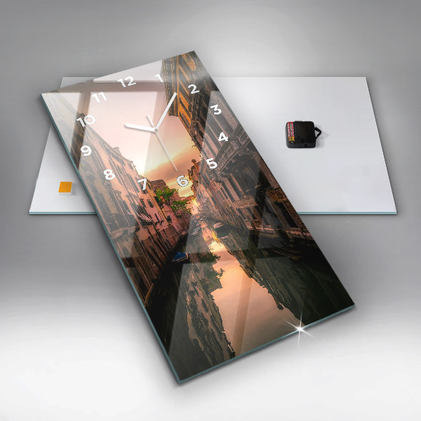 Vertical wall clock View of the canal in the city