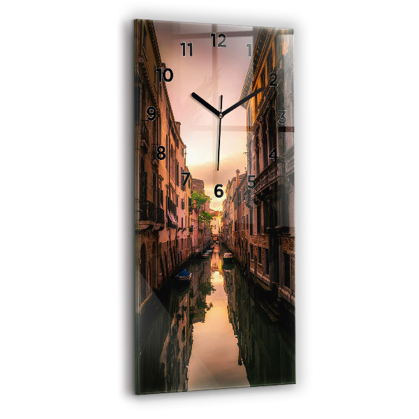 Vertical wall clock View of the canal in the city
