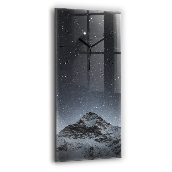 Vertical wall clock Mountain under the stars