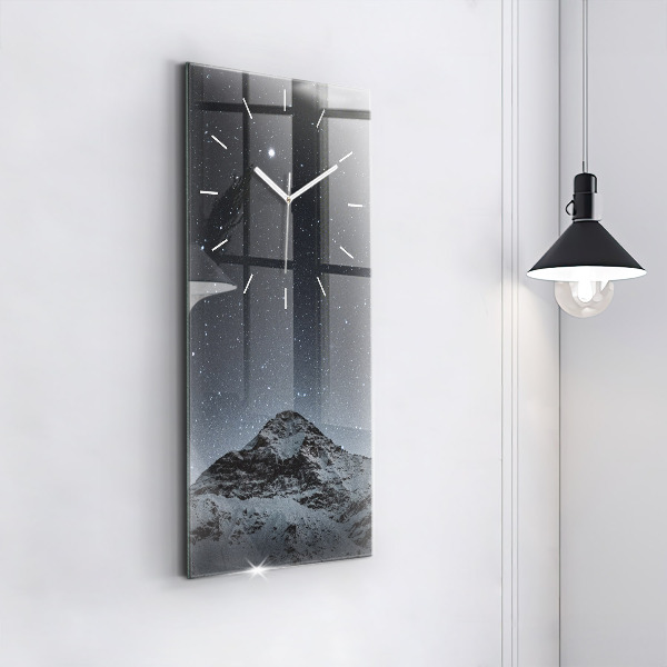Vertical wall clock Mountain under the stars