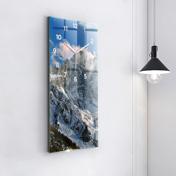 Vertical wall clock Mountains under blue sky