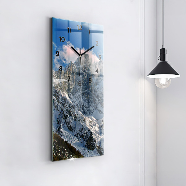 Vertical wall clock Mountains under blue sky