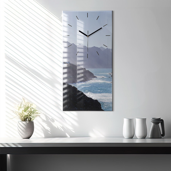 Vertical wall clock Mountains by the ocean