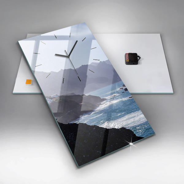 Vertical wall clock Mountains by the ocean