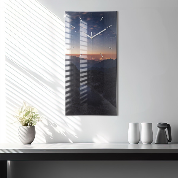 Vertical wall clock Mountains at sunset