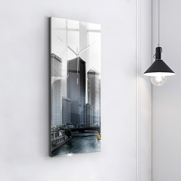 Vertical wall clock City panorama