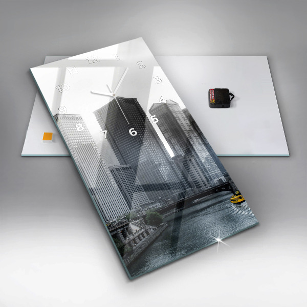 Vertical wall clock City panorama