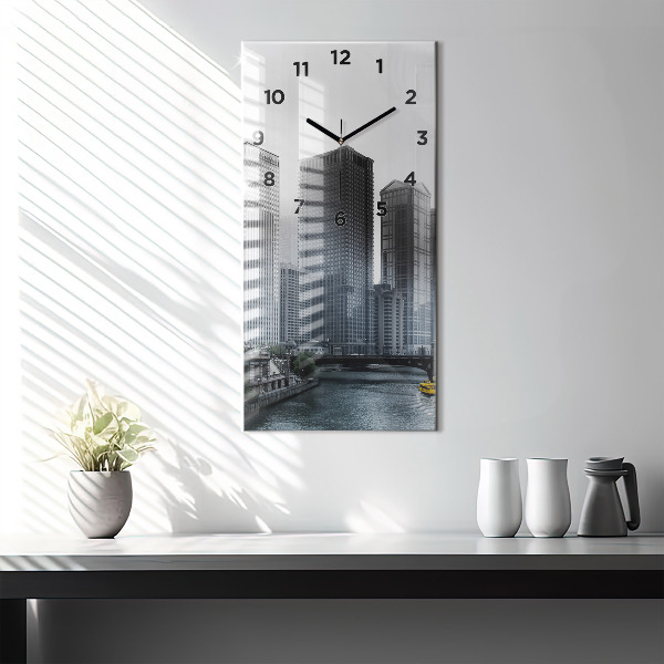 Vertical wall clock City panorama