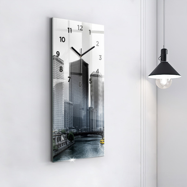 Vertical wall clock City panorama